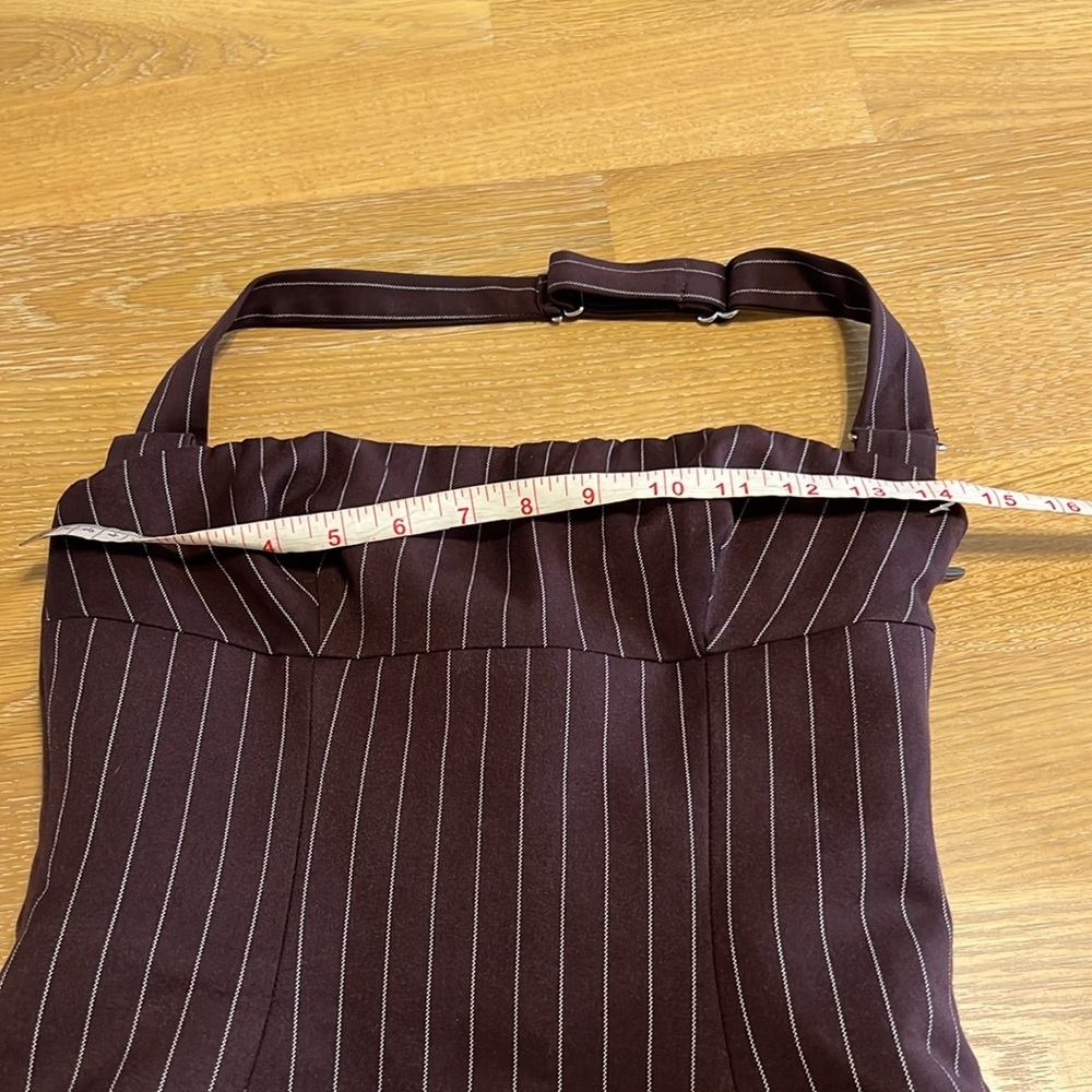Oh Polly! brown Pinstripe A-Line Halter mini  Dress size 2 NWT - Picture 11 of 16